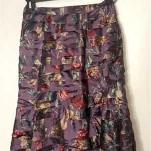 RALPH LAUREN Black label purple silk flora ruffled tiered A-Line skirt sz 8